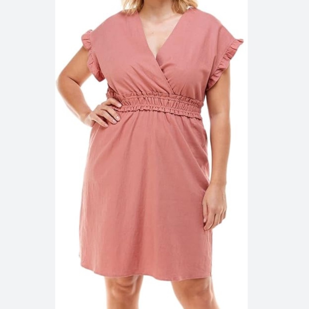 Monteau NWOT Blush Ruffle Sleeve Midi Dress